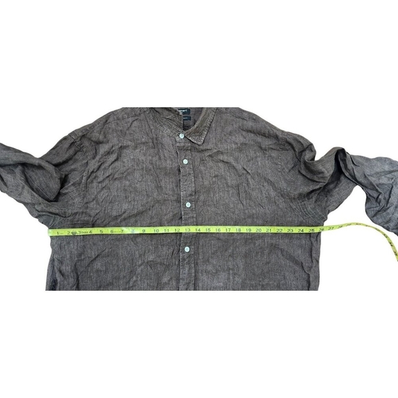 Banana Republic 100% Linen Button Up Shirt Brown XXL Tall Untucked Standard Fit - Picture 7 of 9